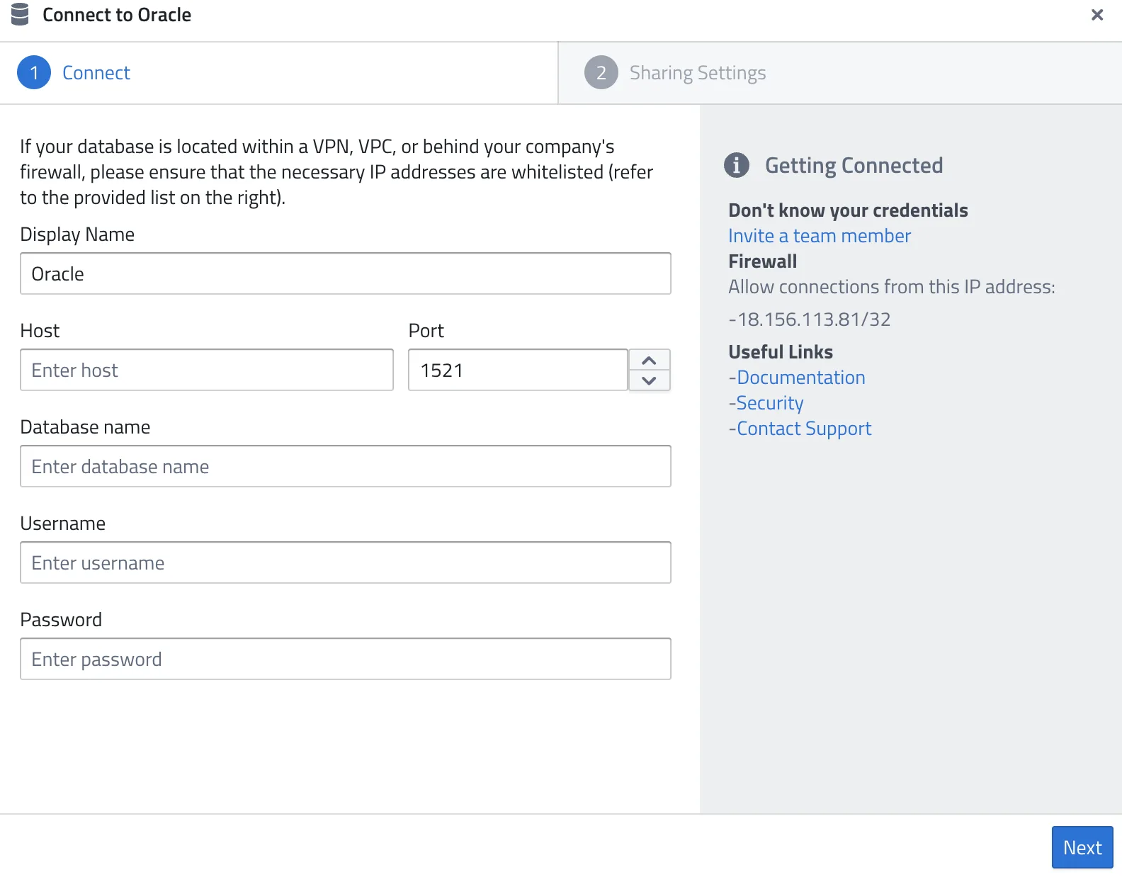 Connect to Oracle